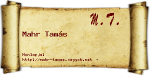 Mahr Tamás névjegykártya